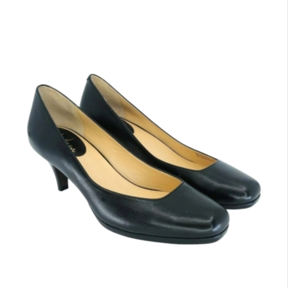 Cole Haan black leather slip-on nike air heel square toe  women's size 7.5